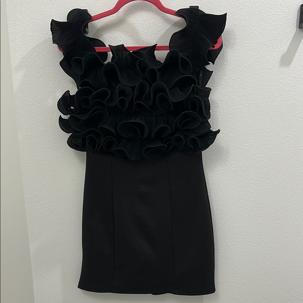Just Me Little Black Ruffle Dress